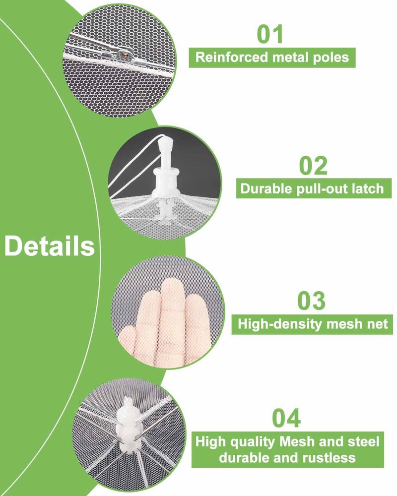 Lauon Large Food Cover,6 Pack Mesh Food Tent,17"x17",White Nylon Covers,Pop-Up Umbrella Screen Tents,Patio Net for Outdoor Camping, Picnics, Parties,BBQ,Collapsible and Reusable - Image 2
